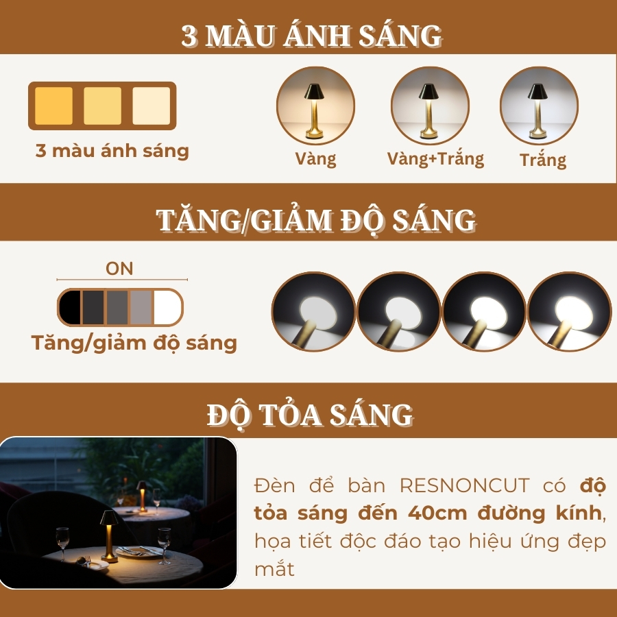 Đèn Bàn Quán Bar HUTA Light For Life Mã RESNONCUT