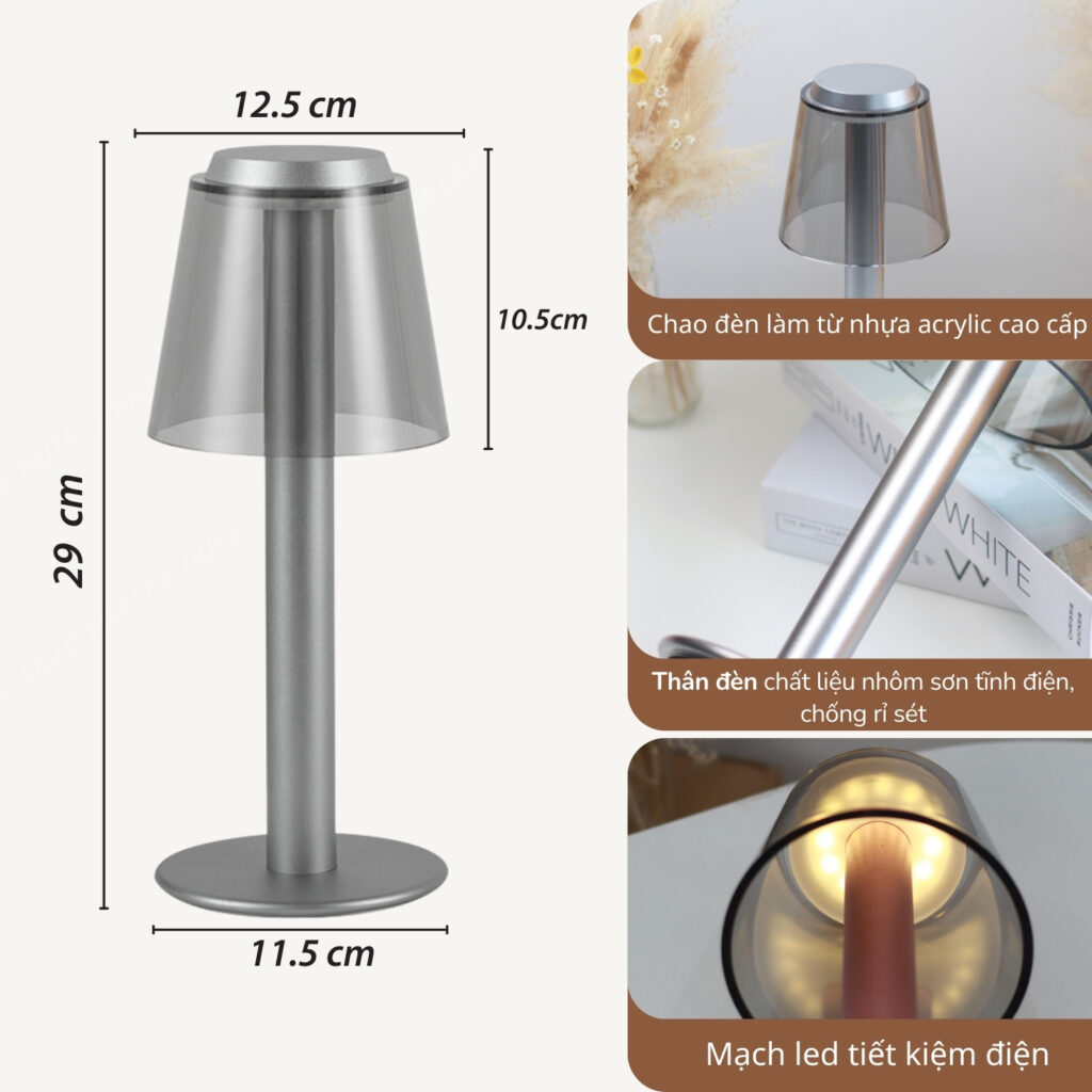 Đèn bàn decor tích điện HUTA Light For Life mã RESBED4