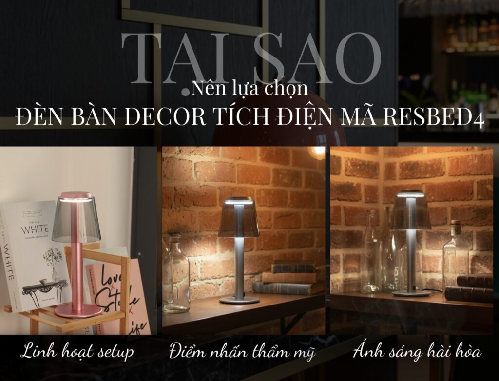 Đèn bàn decor tích điện HUTA Light For Life mã RESBED4