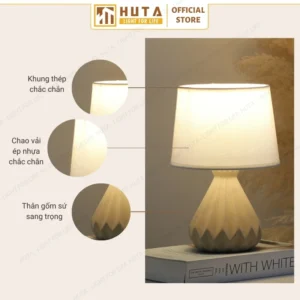 Đèn Ngủ Để Bàn Decor Khách Sạn HUTA Light For Life Phong Cách Tối Giản Sang Trọng Thân Gốm Sứ Mã S13