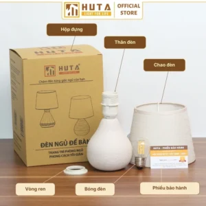 Đèn Ngủ Để Bàn Decor Khách Sạn HUTA Light For Life Phong Cách Tối Giản Thân Gốm Sứ Mã S1