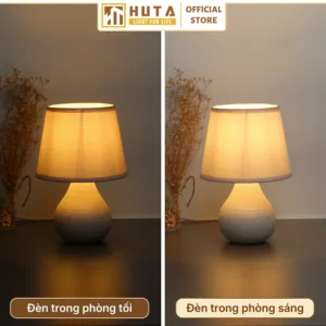 Đèn Ngủ Để Bàn Decor Khách Sạn HUTA Light For Life Phong Cách Tối Giản Thân Gốm Sứ Mã S1