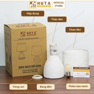 Đèn Ngủ Để Bàn Decor Khách Sạn HUTA Light For Life Phong Cách Tối Giản Thân Gốm Sứ Mã S2