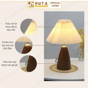 Đèn Ngủ Để Bàn Decor Khách Sạn, Tab Đầu Giường HUTA Light For Life Thân Kim Loại Mã T10