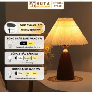Đèn Ngủ Để Bàn Decor Khách Sạn, Tab Đầu Giường HUTA Light For Life Thân Kim Loại Mã T10