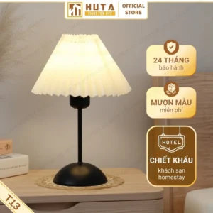 Đèn Ngủ Để Bàn Decor Khách Sạn, Tab Đầu Giường HUTA Light For Life Thân Kim Loại Mã T13