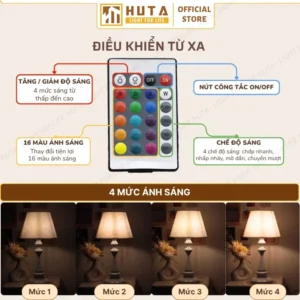 Đèn Ngủ Để Bàn Decor Khách Sạn, Tab Đầu Giường HUTA Light For Life Thân Kim Loại Mã T2