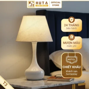 Đèn Ngủ Để Bàn Decor Khách Sạn, Tab Đầu Giường HUTA Light For Life Thân Kim Loại Mã T3