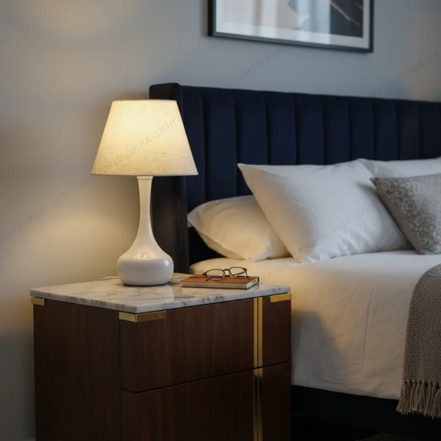 Ứng dụng của đèn ngủ để bàn khách sạn thân kim loại mã T3 và phong cách không gian