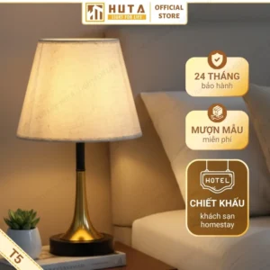 Đèn Ngủ Để Bàn Decor Khách Sạn, Tab Đầu Giường HUTA Light For Life Thân Kim Loại Mã T5