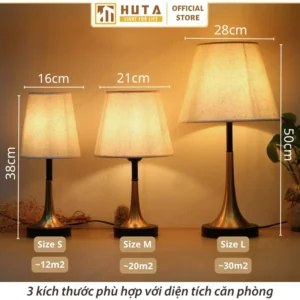 Đèn Ngủ Để Bàn Decor Khách Sạn, Tab Đầu Giường HUTA Light For Life Thân Kim Loại Mã T5