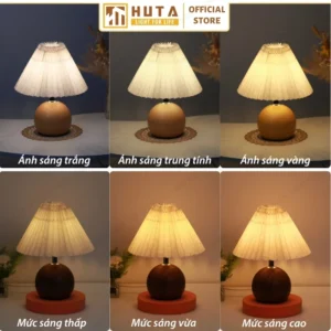 Đèn Ngủ Để Bàn Decor Khách Sạn, Tab Đầu Giường HUTA Light For Life Thân Kim Loại Mã T8