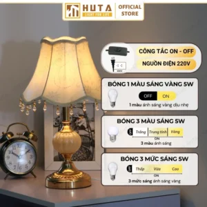 Đèn Ngủ Để Bàn Khách Sạn HUTA Light For Life Phong Cách Cổ Điển Thân Kim Loại Mã CD1