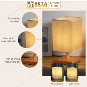 Đèn Ngủ Để Bàn Khách Sạn, Tab Đầu Giường HUTA Light For Life Phong Cách Mộc Mạc Thân Gỗ Mã G3