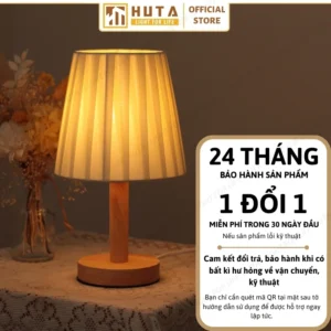 Đèn Ngủ Để Bàn Khách Sạn, Tab Đầu Giường HUTA Light For Life Phong Cách Mộc Mạc Thân Gỗ Mã G4