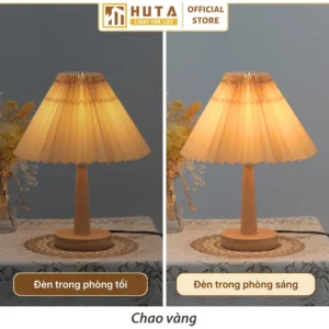 Đèn Ngủ Để Bàn Khách Sạn, Tab Đầu Giường HUTA Light For Life Phong Cách Vintage Thân Gỗ Mã G5