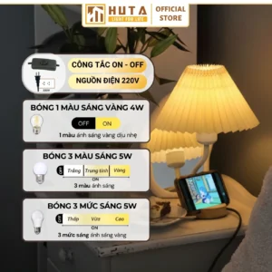 Đèn Ngủ Để Bàn Khách Sạn, Tab Đầu Giường HUTA Light For Life Phong Cách Vintage Thân Gỗ Mã G8