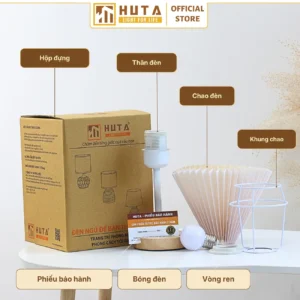 Đèn Ngủ Để Bàn Khách Sạn, Tab Đầu Giường HUTA Light For Life Phong Cách Vintage Thân Gỗ Mã G8