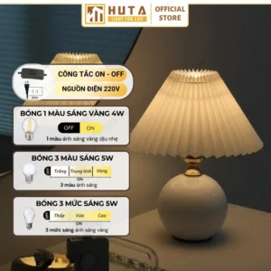 Đèn Ngủ Để Bàn Khách Sạn, Tab Đầu Giường HUTA Light For Life Thân Gốm Sứ Mã S8