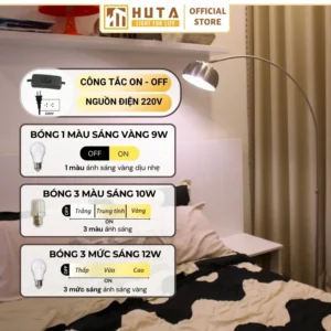 Đèn cây đứng HUTA Light For Life chất liệu kim loại dáng cong mã KC3