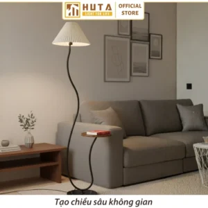 Đèn cây đứng kết hợp bàn cafe HUTA Light For Life dáng cong nghệ thuật mã KC10