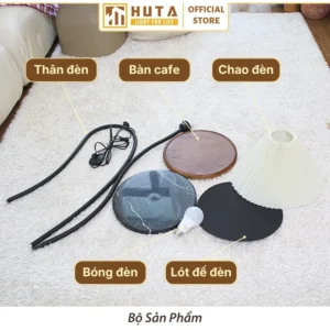 Đèn cây đứng kết hợp bàn cafe HUTA Light For Life dáng cong nghệ thuật mã KC10