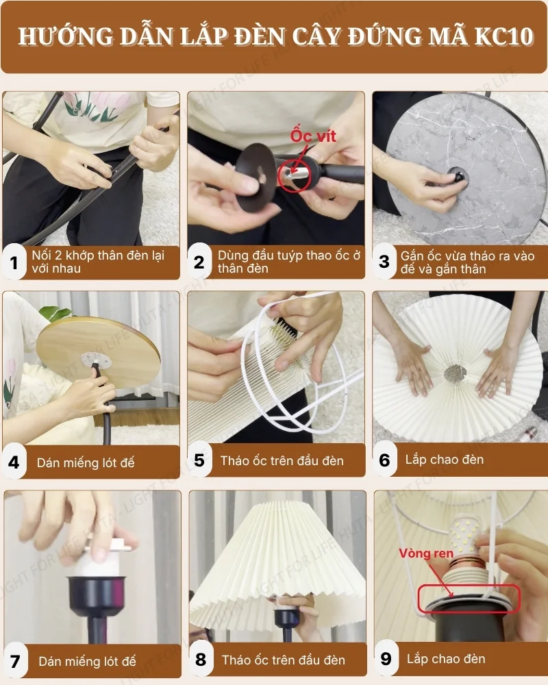 Thông số kỹ thuật chi tiết đèn cây đứng decor mã KC10