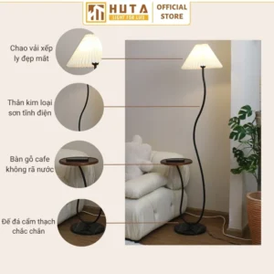Đèn cây đứng kết hợp bàn cafe HUTA Light For Life dáng cong nghệ thuật mã KC10